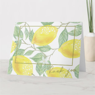 Moderne Gelbe Zitronen und grünes Foto für Hochzei Dankeskarte