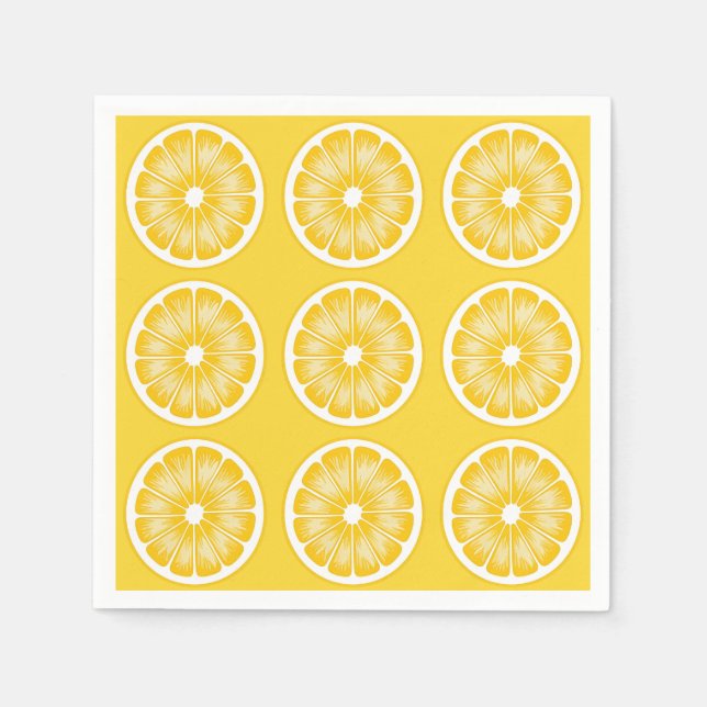 Moderne Gelbe Zitrusfrüchte Lemon Slice Serviette (Vorderseite)