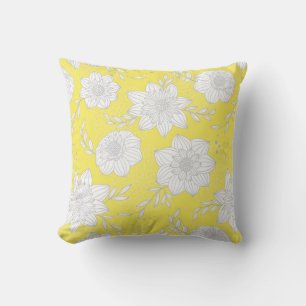 Moderne gelbgraue Blumenmuster Kissen