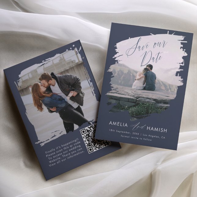 Moderne gemalte Foto-Save-the-Date-Hochzeit Save The Date (Von Creator hochgeladen)