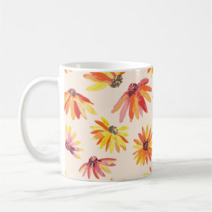 Moderne gemalte orange Blumen Muster Kaffeetasse