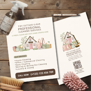 Moderne gemütliche Aquarell-Hausreinigungsdienste Flyer