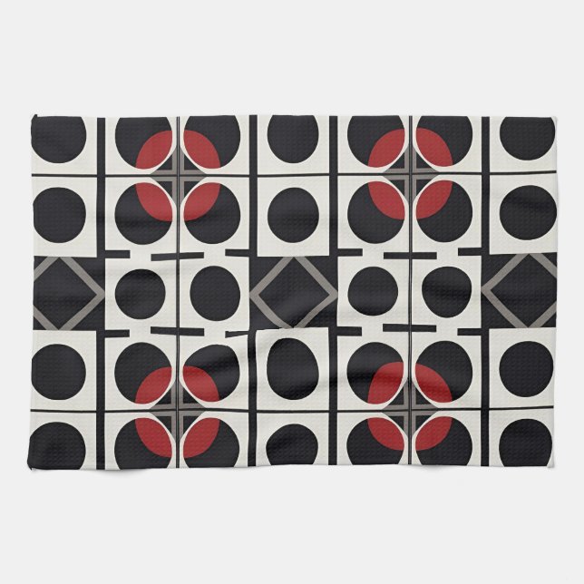 Moderne Geometrie Abstrakt mit Kreisen Geschirrtuch (Horizontal)