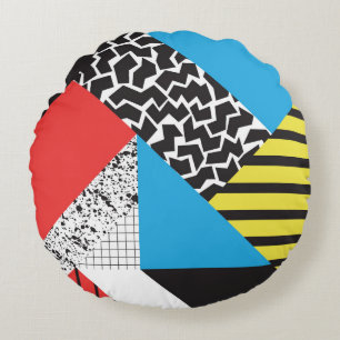 Moderne Geometrie: Abstrakter Nahtloser Stil Rundes Kissen