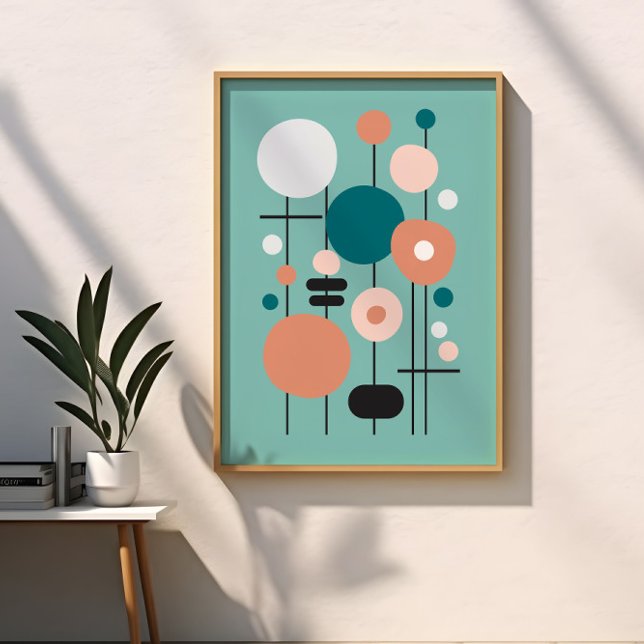 Moderne Geometrie Aquamarin Lachs Abstrakte Kunst Poster (Von Creator hochgeladen)