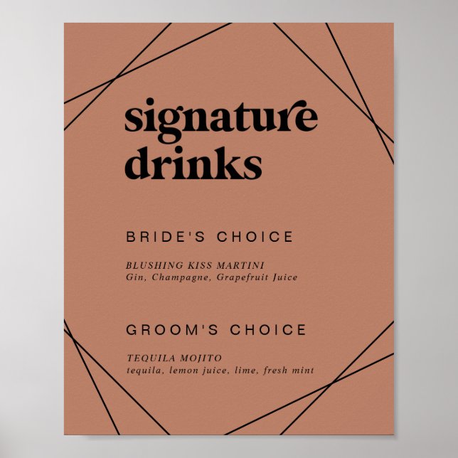 Moderne Geometrie | Copper Signature Drinks Signat Poster (Vorne)