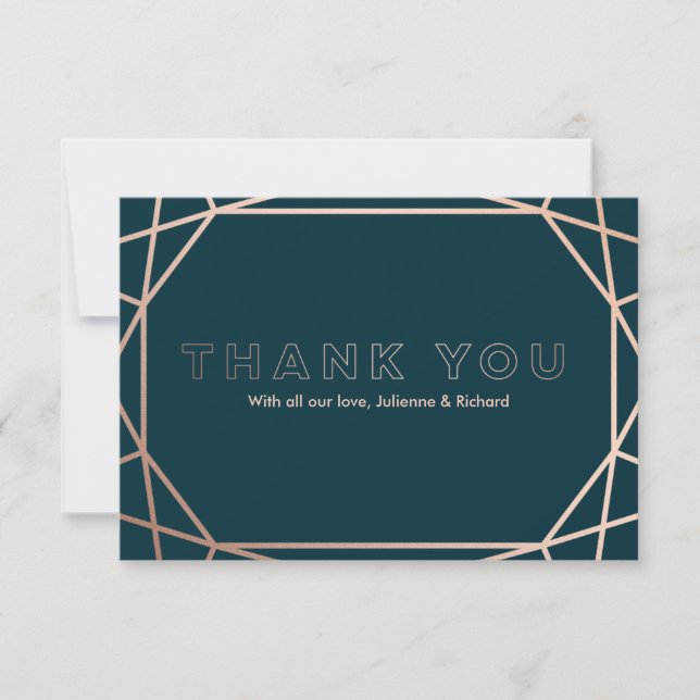Moderne Geometrie Diamantförmige Hochzeit Vielen D Dankeskarte (Vorderseite)