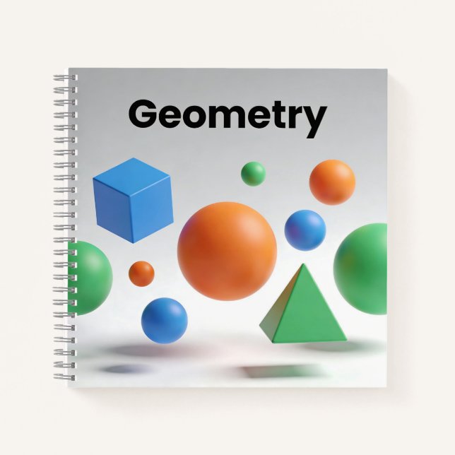 Moderne Geometrie Farbige 3D-Formen Lehrer Schüler Notizbuch (Vorderseite)