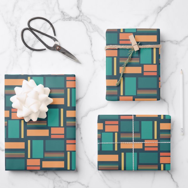 Moderne Geometrie Geschenkpapier Set (Vorderseite)