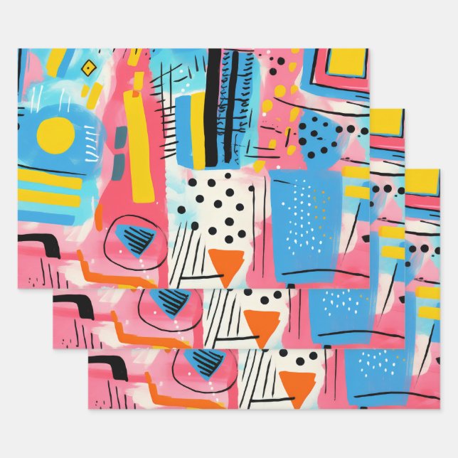 Moderne Geometrie Geschenkpapier Set (Set)