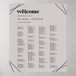 Moderne Geometrie | Grau-Alphabetische Sitztabelle Poster
