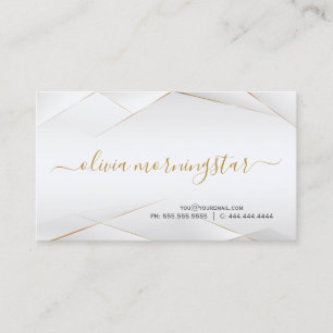 Moderne Geometrie in Pearl White und Gold Visitenkarte