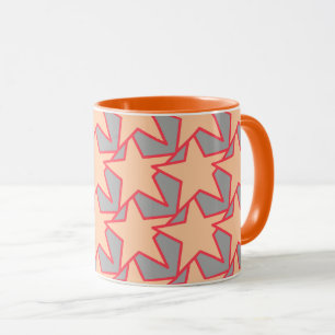 Moderne Geometrie - Korallenorange und Grau Tasse