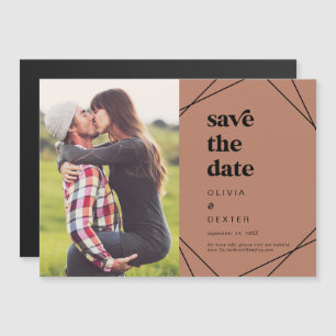 Moderne Geometrie Kupfer-Foto Save the Date Magneteinladung