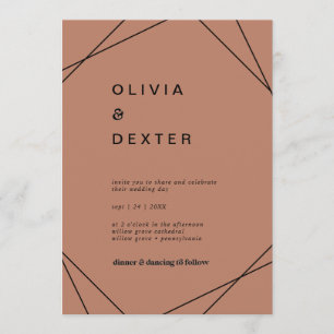 Moderne Geometrie   Lässige Hochzeit von Kupfer Einladung