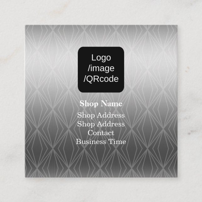 Moderne Geometrie Metallische Silberschmiede Quadratische Visitenkarte (Vorderseite)