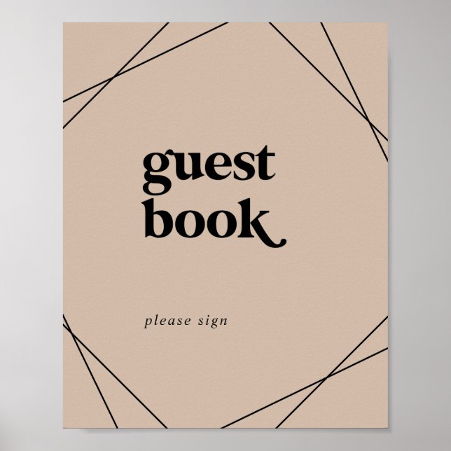 Moderne Geometrie | Orange Guest Book Sign Poster (Vorne)