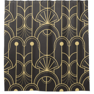 Moderne Geometrie: Vintage Goldlinien Duschvorhang