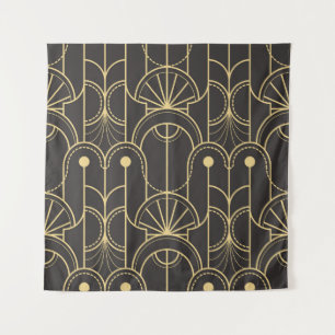 Moderne Geometrie: Vintage Goldlinien Wandteppich