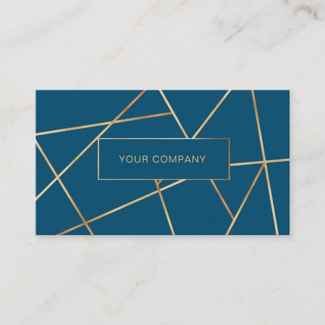 Moderne Geometrik Gold Blau Visitenkarte (Vorderseite)