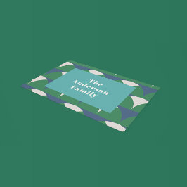 Moderne geometrisch-blaugrüne Retrofamilie Fußmatte