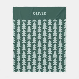 Moderne geometrisch blaugrüne Weihnachtsbaumgrafik Fleecedecke