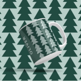 Moderne geometrisch blaugrüne Weihnachtsbaumgrafik Kaffeetasse