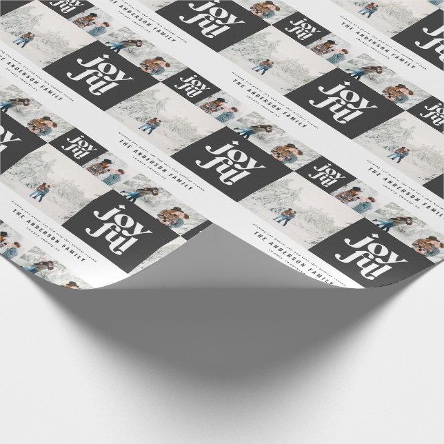 Moderne geometrisch fröhliche Typografie Foto Weih Geschenkpapier (Ecke)