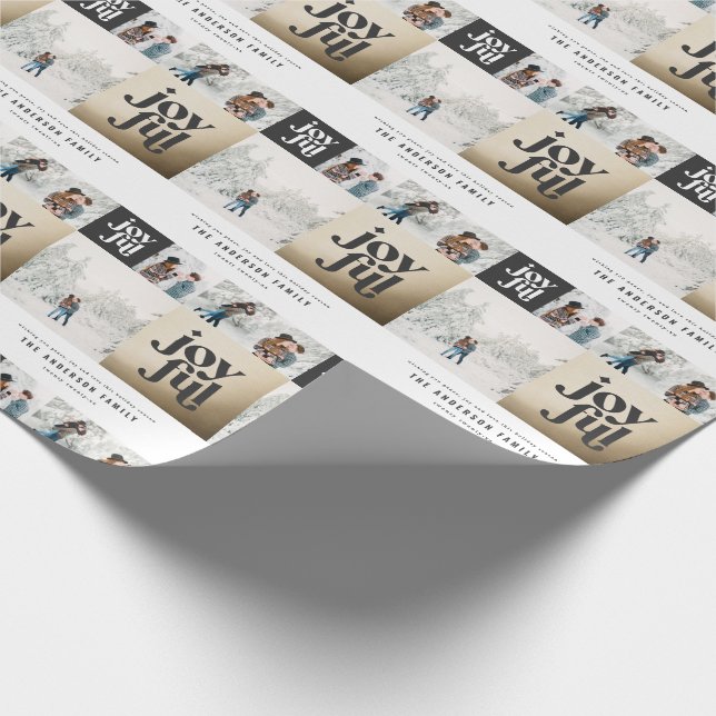 Moderne geometrisch fröhliche Typografie Gold Weih Geschenkpapier (Ecke)