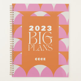 Moderne geometrisch orange-orange große Pläne Planer