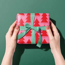 Moderne geometrisch rosa Weihnachtsbaumgrafik Geschenkpapier