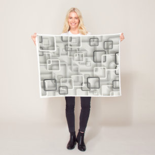 Moderne geometrische 3D-Würfel und Quadrat-Flanell Fleecedecke