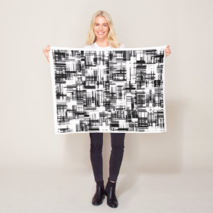 Moderne geometrische 3D-Würfel und Quadrat-Flanell Fleecedecke