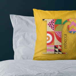 Moderne geometrische Abstrakt-farbige Initial Kissen