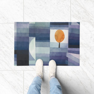 Moderne geometrische abstrakte blaue Orange Klee Fußmatte