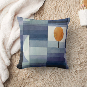 Moderne geometrische abstrakte blaue Orange Klee Kissen