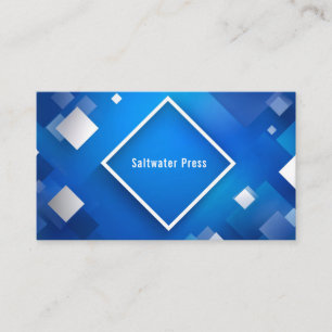 Moderne Geometrische Abstrakte Blaue Weiße Diamant Visitenkarte