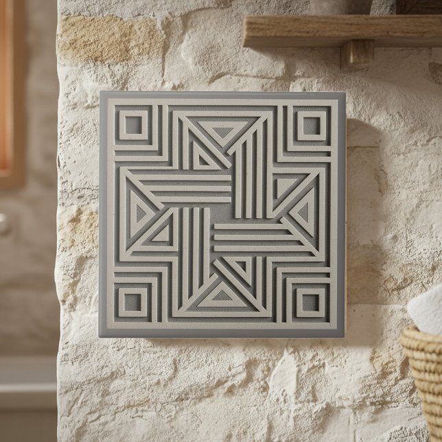 Moderne geometrische abstrakte Fliese #30 Warmgrau (Von Creator hochgeladen)
