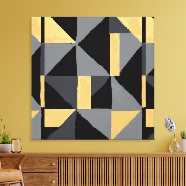 Moderne geometrische abstrakte Leinwand | Luxuriös (Insitu (Wohnzimmer))