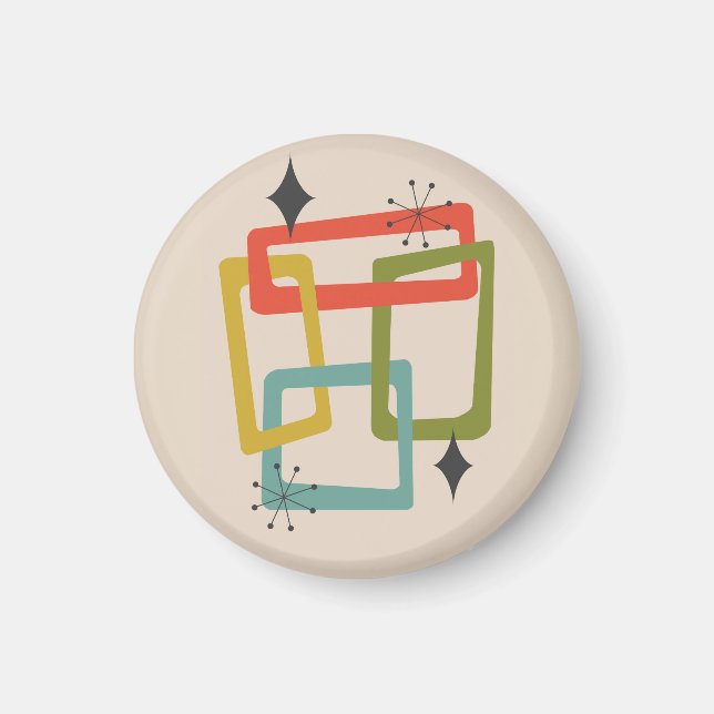 Moderne geometrische Abstrakte Mitte des Jahrhunde Magnet (Vorne)