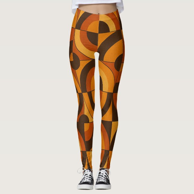 Moderne geometrische abstrakte Muster der Mitte de Leggings (Vorderseite)