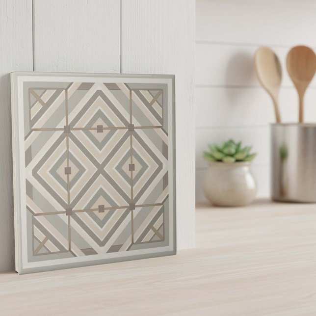 Moderne geometrische abstrakte Pat#20 Greige ID119 Fliese (Von Creator hochgeladen)