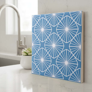 Moderne geometrische abstrakte Pat#24 Himmelblau I Fliese