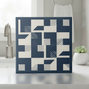 Moderne geometrische abstrakte Pat#3 Navy ID1192 Fliese