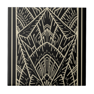 Moderne geometrische abstrakte schwarze Kunst Deco Fliese