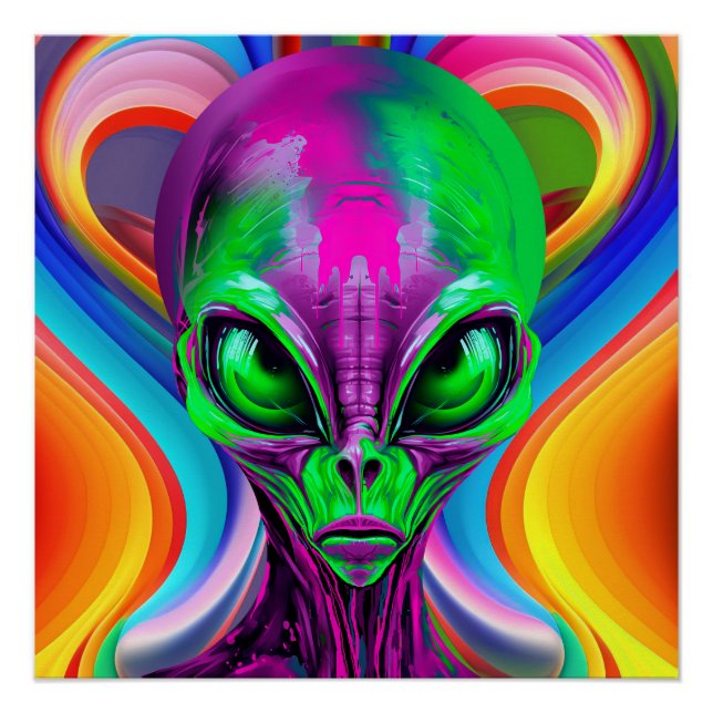Moderne geometrische Alien Poster (Vorderseite)