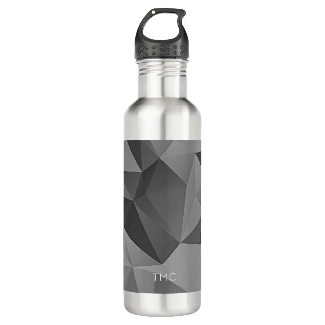 Moderne geometrische Angles INITIALS Grau Cool Edelstahlflasche (Vorderseite)