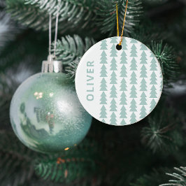 Moderne geometrische Aqua-Blau Weihnachtsbaumgrafi Keramik Ornament