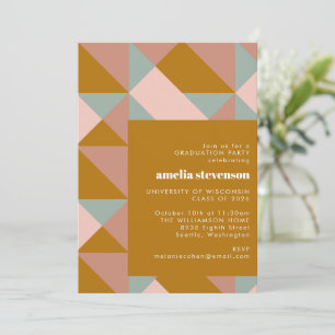 Moderne geometrische Aquamarin-Blush-Gold-Graduier Einladung