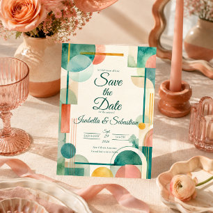 Moderne geometrische Aquarell-Hochzeit Save The Date